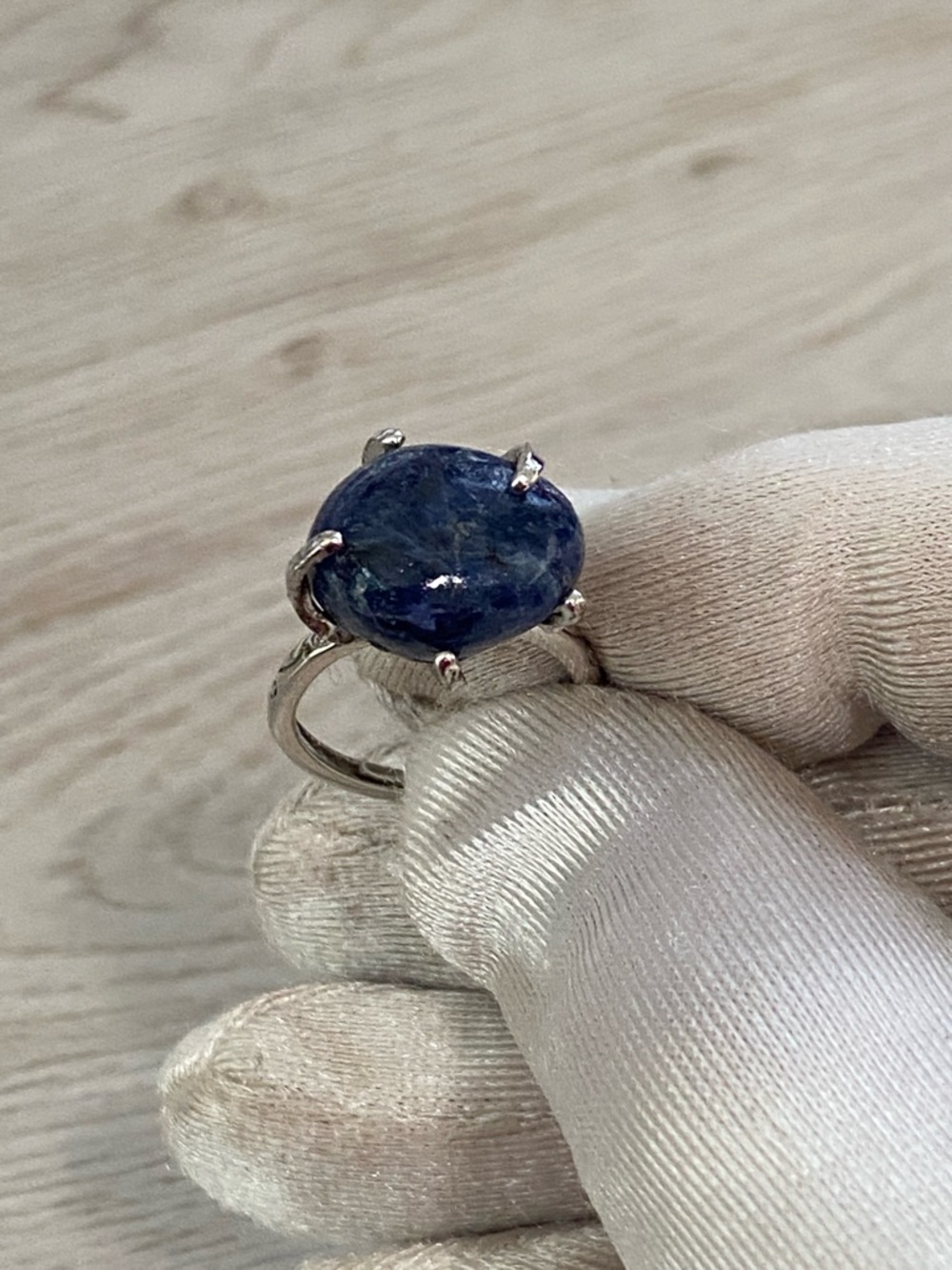 Natural Raw Lapis Lazuli Nugget Ring Sterling Silver S925 Adjustable Handmade